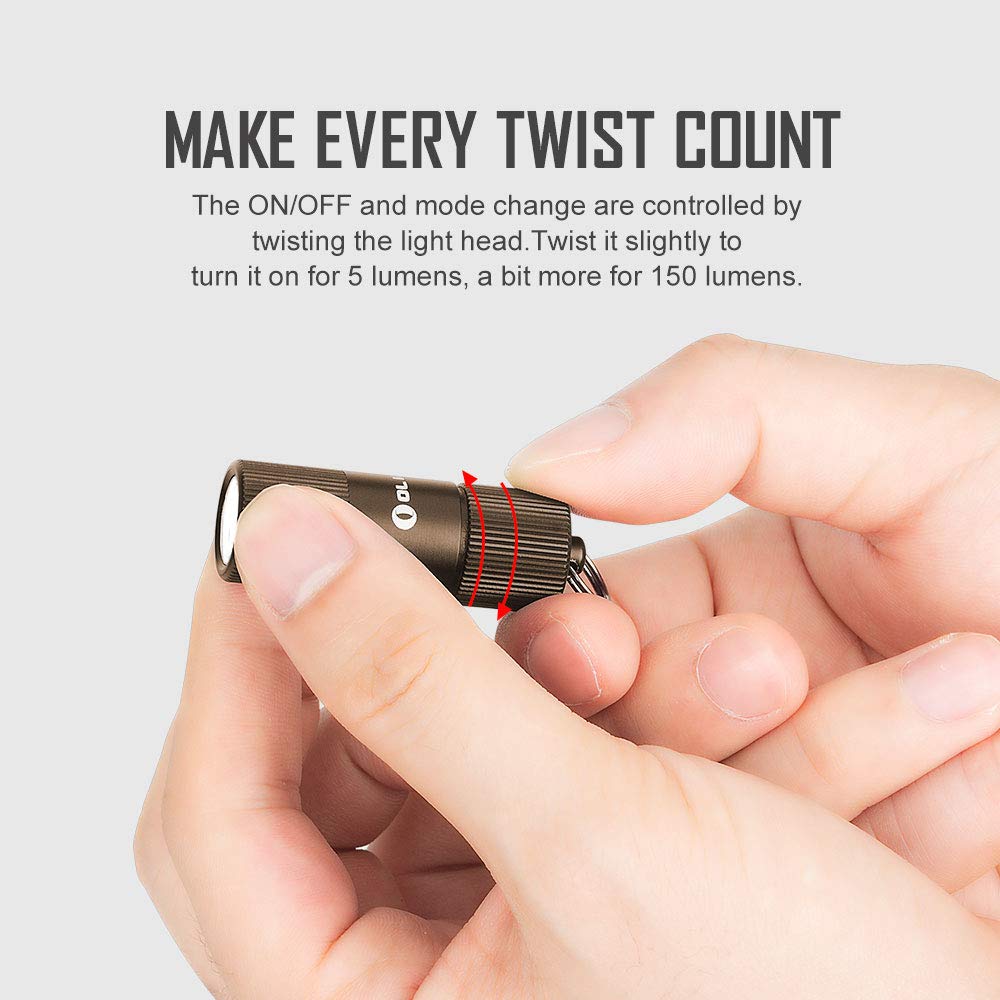 OLIGHT i1R 2 EOS ultra-compact EDC light for camping and dog walks.