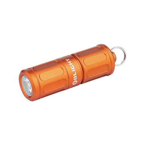 OLIGHT I1R 2 Pro EOS capsule-orange on keychain, 180-lumen beam for everyday carry.