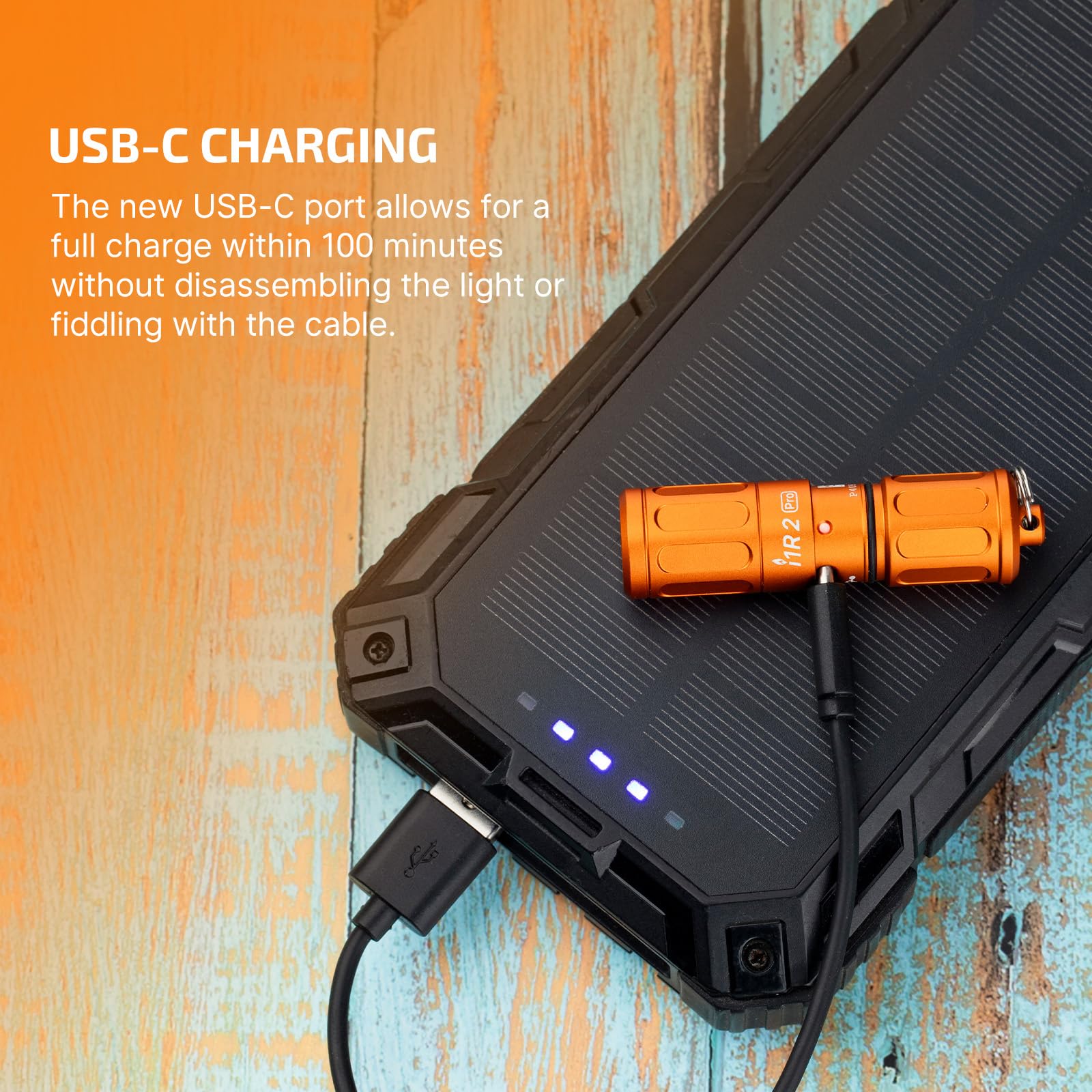 OLIGHT I1R 2 Pro EOS USB-C charge, fast renewal with Type-C cable.