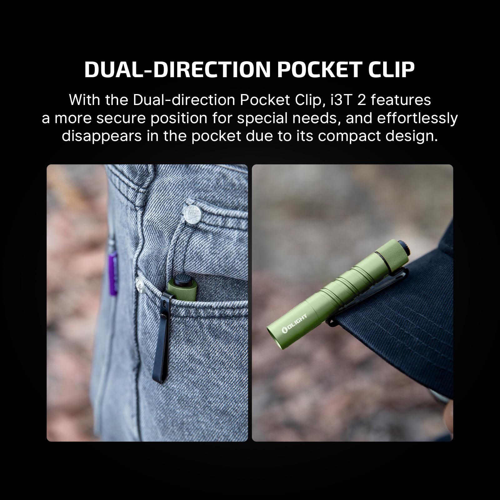 OLIGHT I3T 2 EOS 62-meter beam provides clear outdoor visibility.