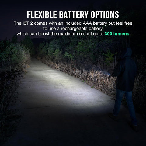 OLIGHT I3T 2 EOS AAA battery power for everyday replacements.