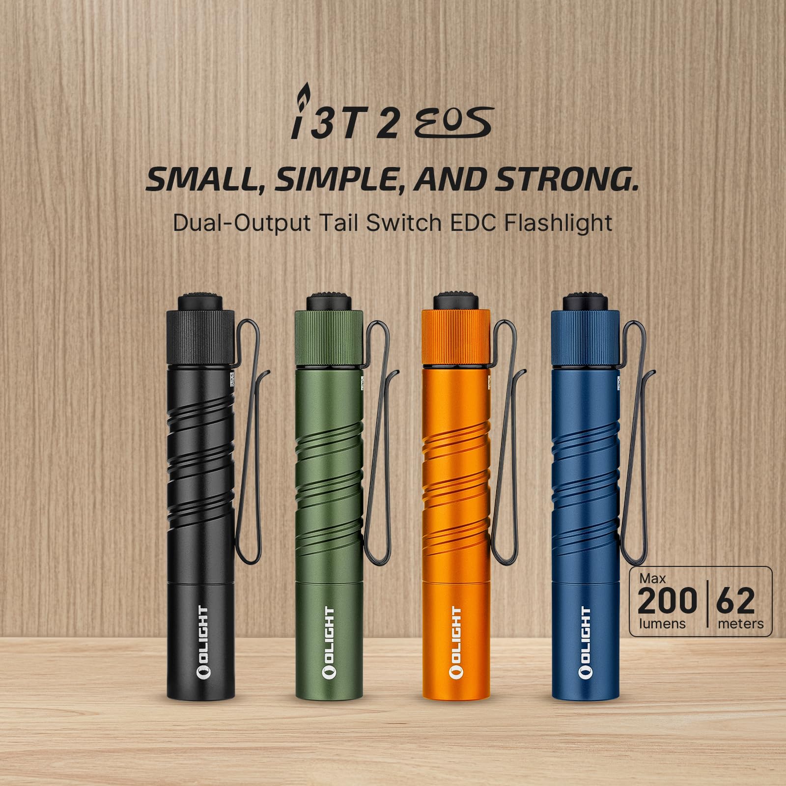 OLIGHT I3T 2 pocket clip vertical orientation enables hands-free carry.