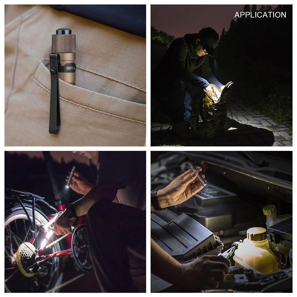 OLIGHT I3T EOS desert tan IPX8 waterproof design for rugged use