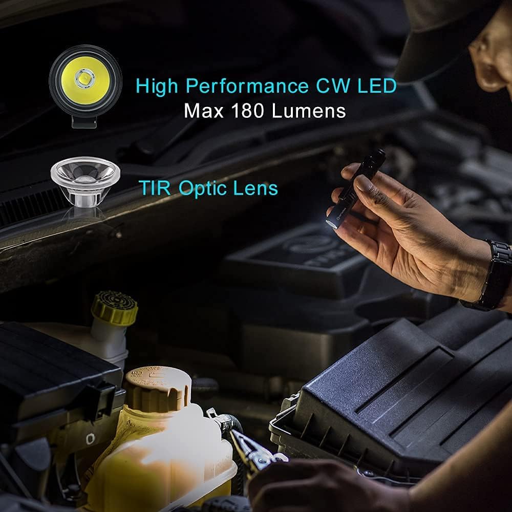 OLIGHT I3T EOS desert tan tail-switch close-up shows instant mode access