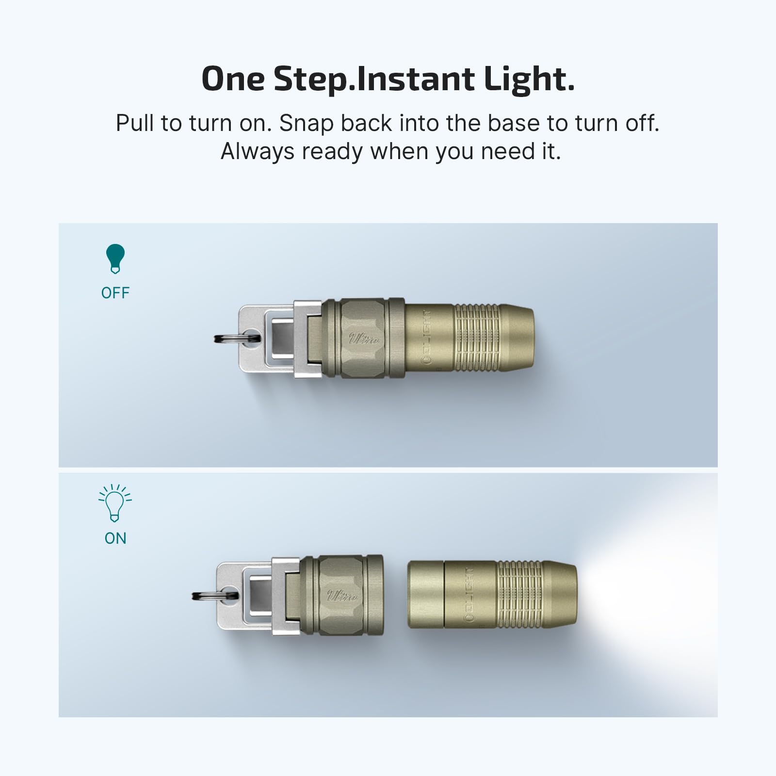 OLIGHT iUltra compact pocket clip-ready design for keychains and bags
