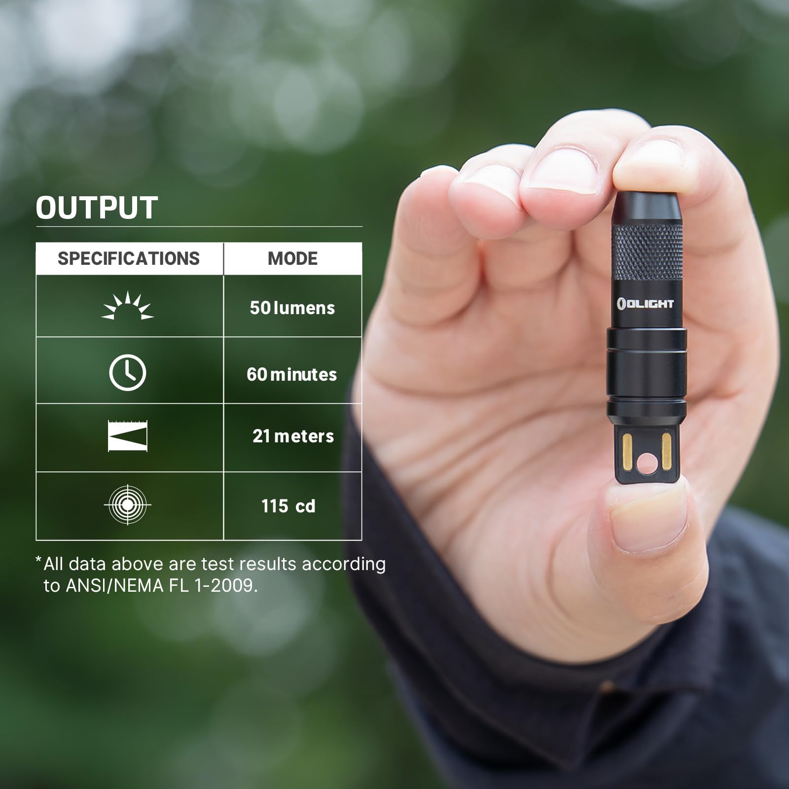 OLIGHT IMINI 2 50-lumen output for crisp, reliable lighting in low light.