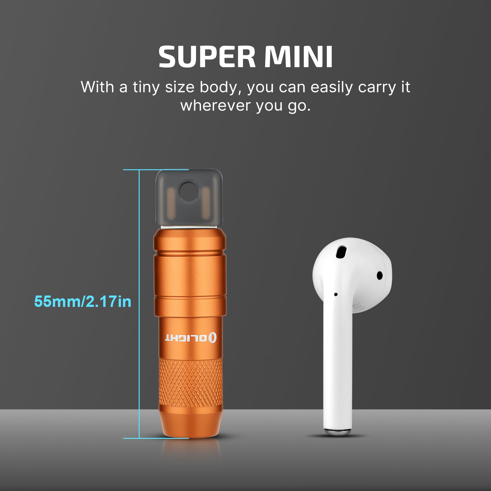 OLIGHT IMINI 2 aluminum shell withstands everyday bumps and light drops.