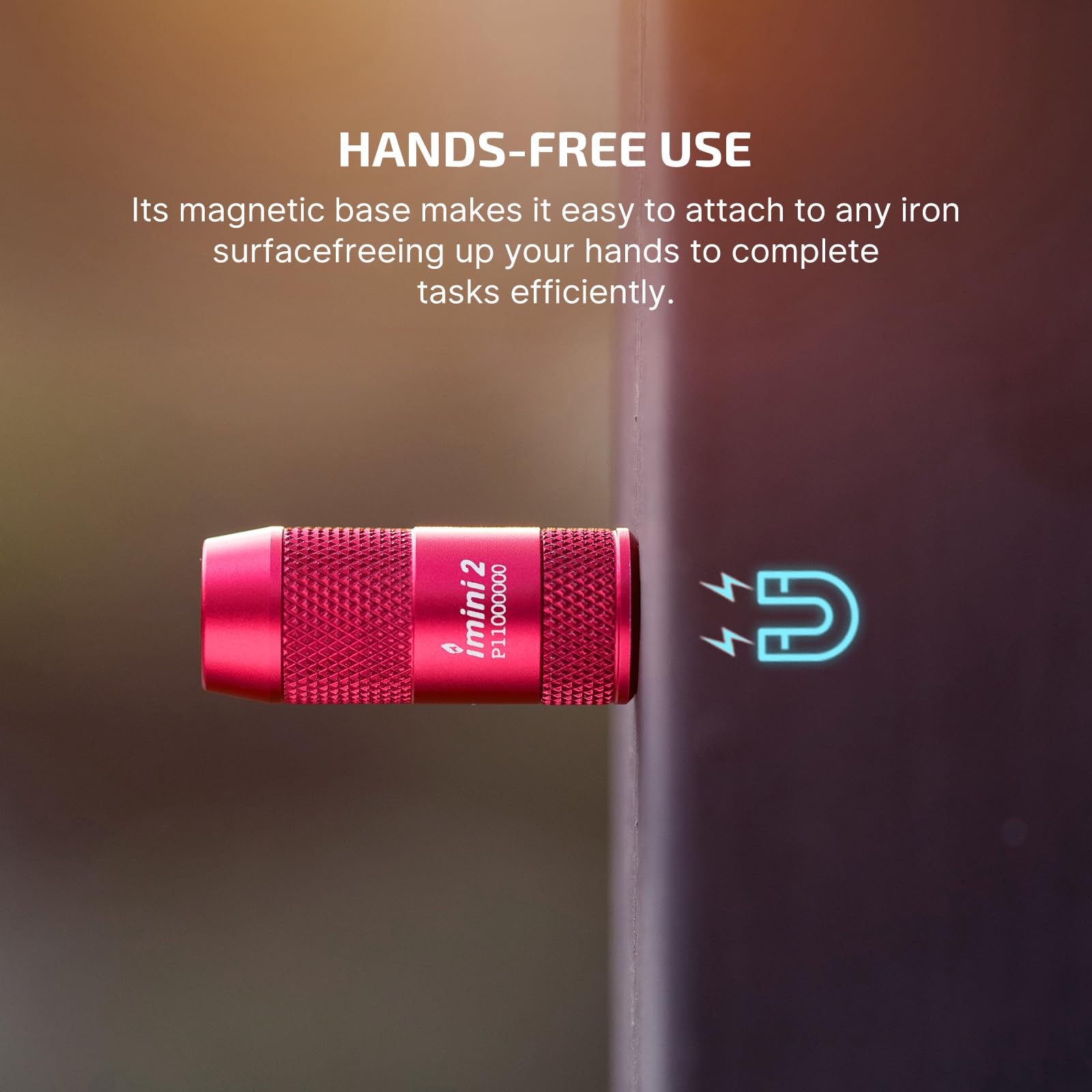 OLIGHT IMINI 2 in-hand view demonstrates palm-size portability for quick tasks.