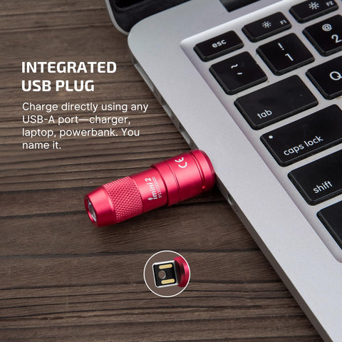 OLIGHT IMINI 2 USB charging port for quick top-ups.