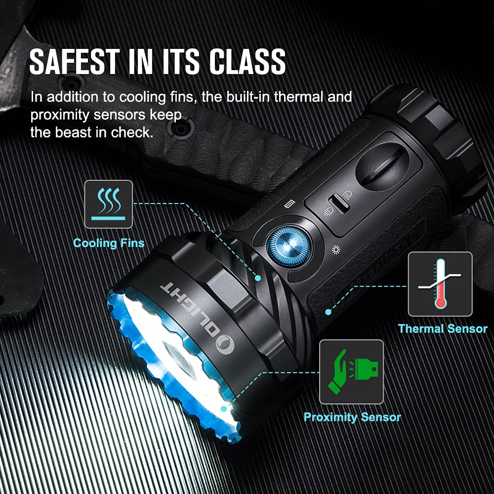 OLIGHT Marauder 2 port cover and tail cap protect the system.