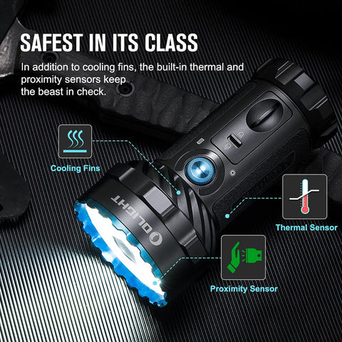 OLIGHT Marauder 2 port cover and tail cap protect the system.