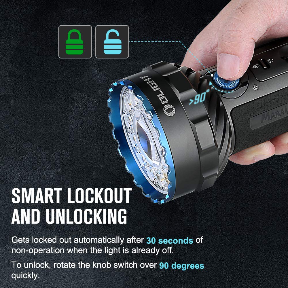OLIGHT Marauder 2 sensors prevent overheating during use.