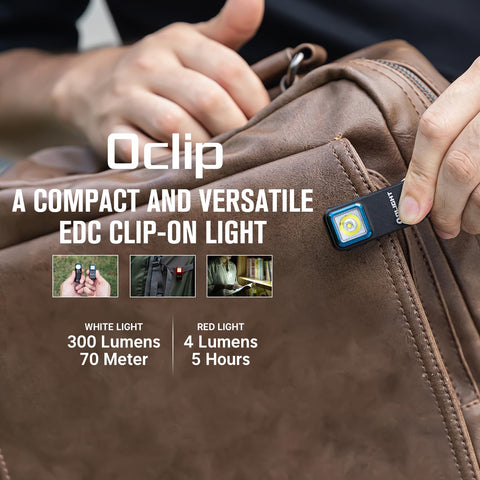 OLIGHT Oclip compact pocket-size flashlight ideal for keychains.