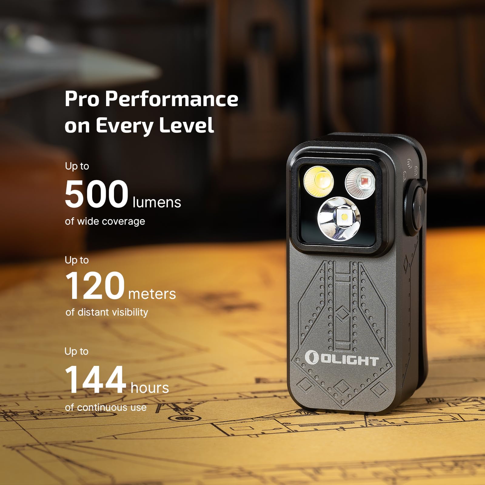 OLIGHT Oclip Pro floodlight mode illuminates a wide area