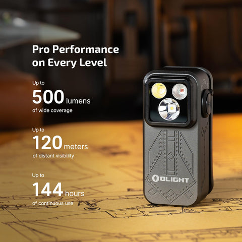 OLIGHT Oclip Pro floodlight mode illuminates a wide area