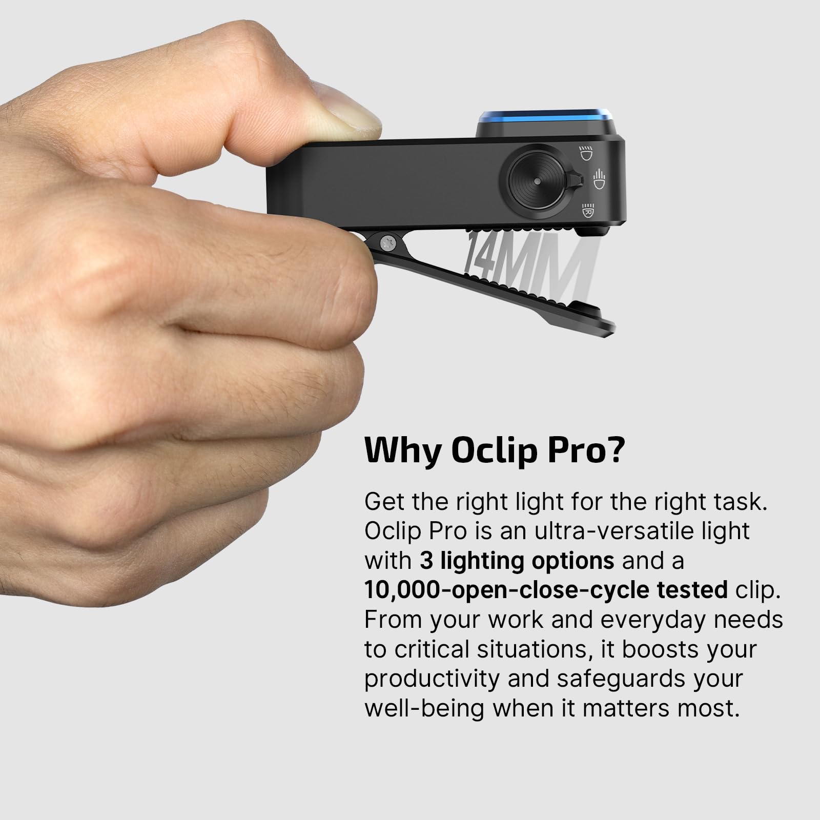 OLIGHT Oclip Pro USB-C charging for quick power top-ups.