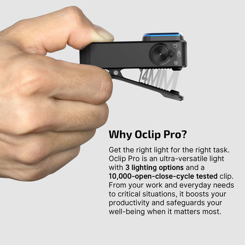 OLIGHT Oclip Pro USB-C charging for quick power top-ups.