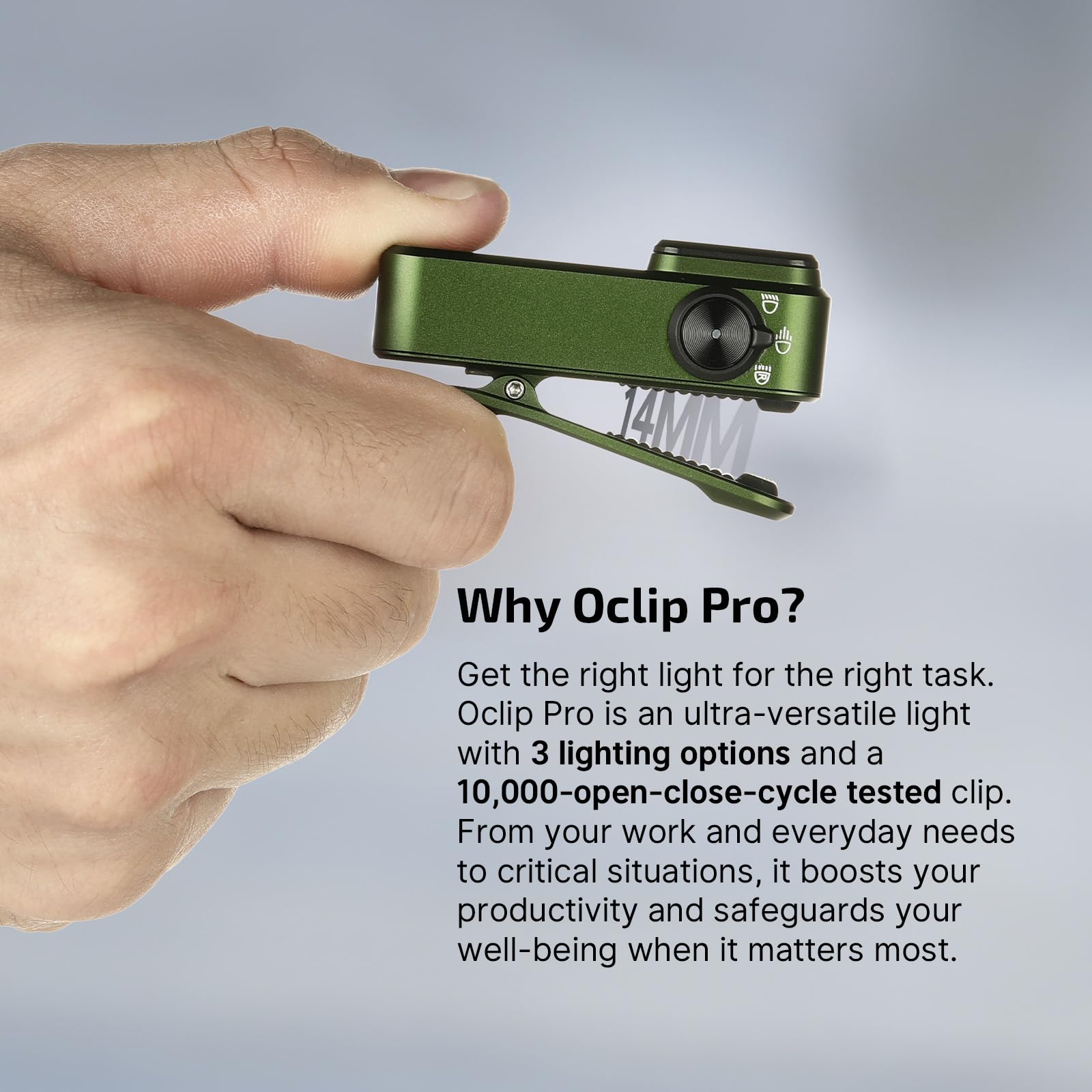 OLIGHT Oclip Pro IPX6 waterproof design protects against splashes during outdoor adventures.