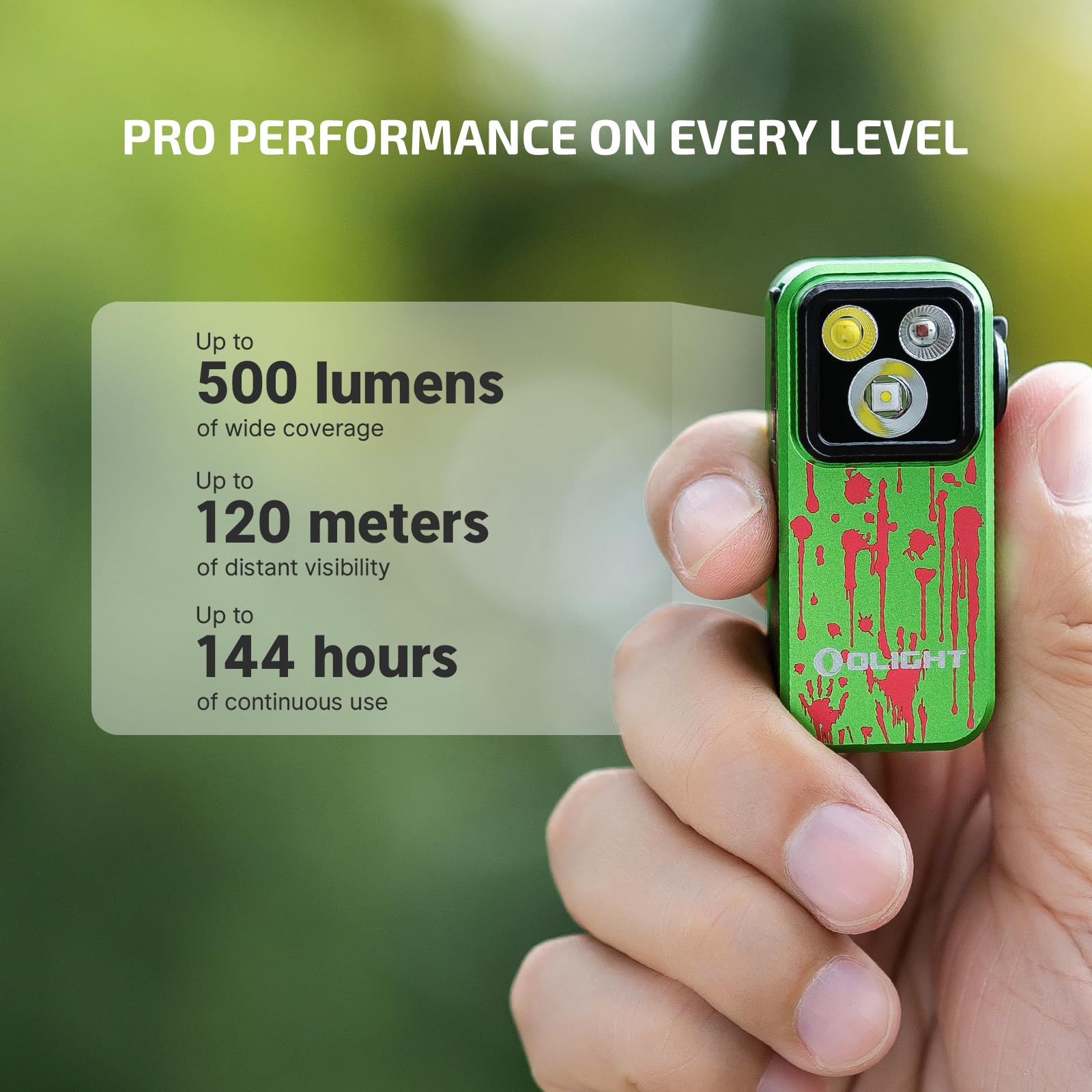 OLIGHT Oclip Pro IPX6 waterproof design withstands rain and splashes.