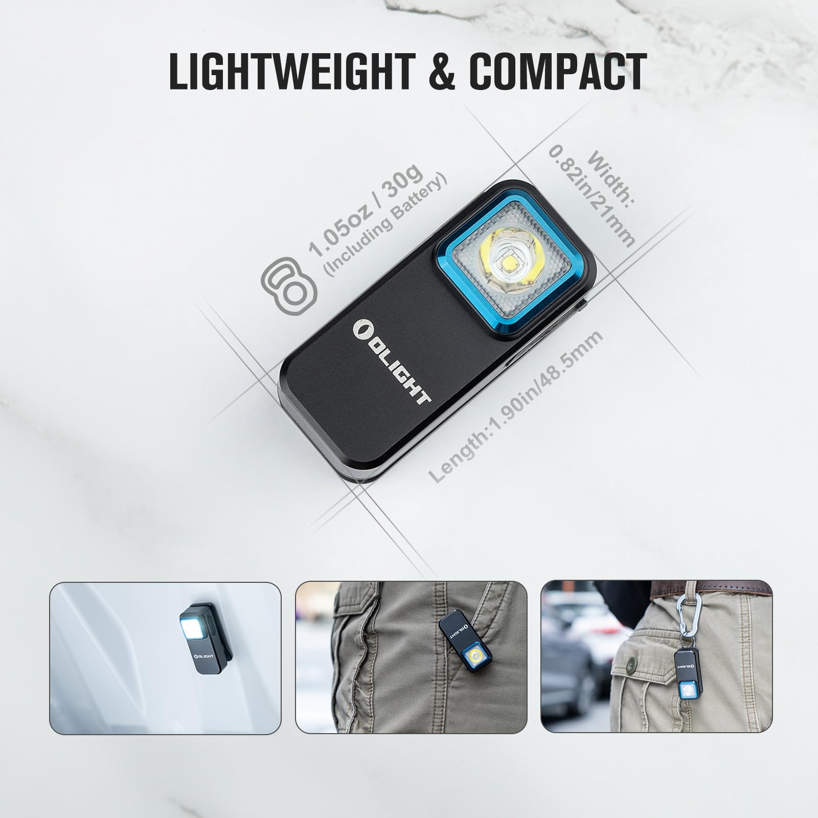 OLIGHT Oclip USB-C charging for versatile power sources.