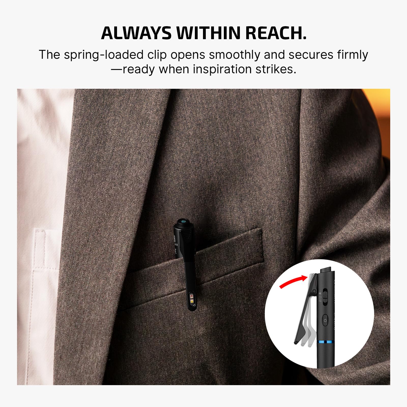 OLIGHT O'Pen 3 enhanced grip for secure hold