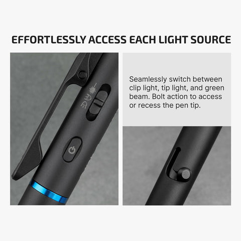 OLIGHT O'Pen 3 tip light facilitates writing in the dark