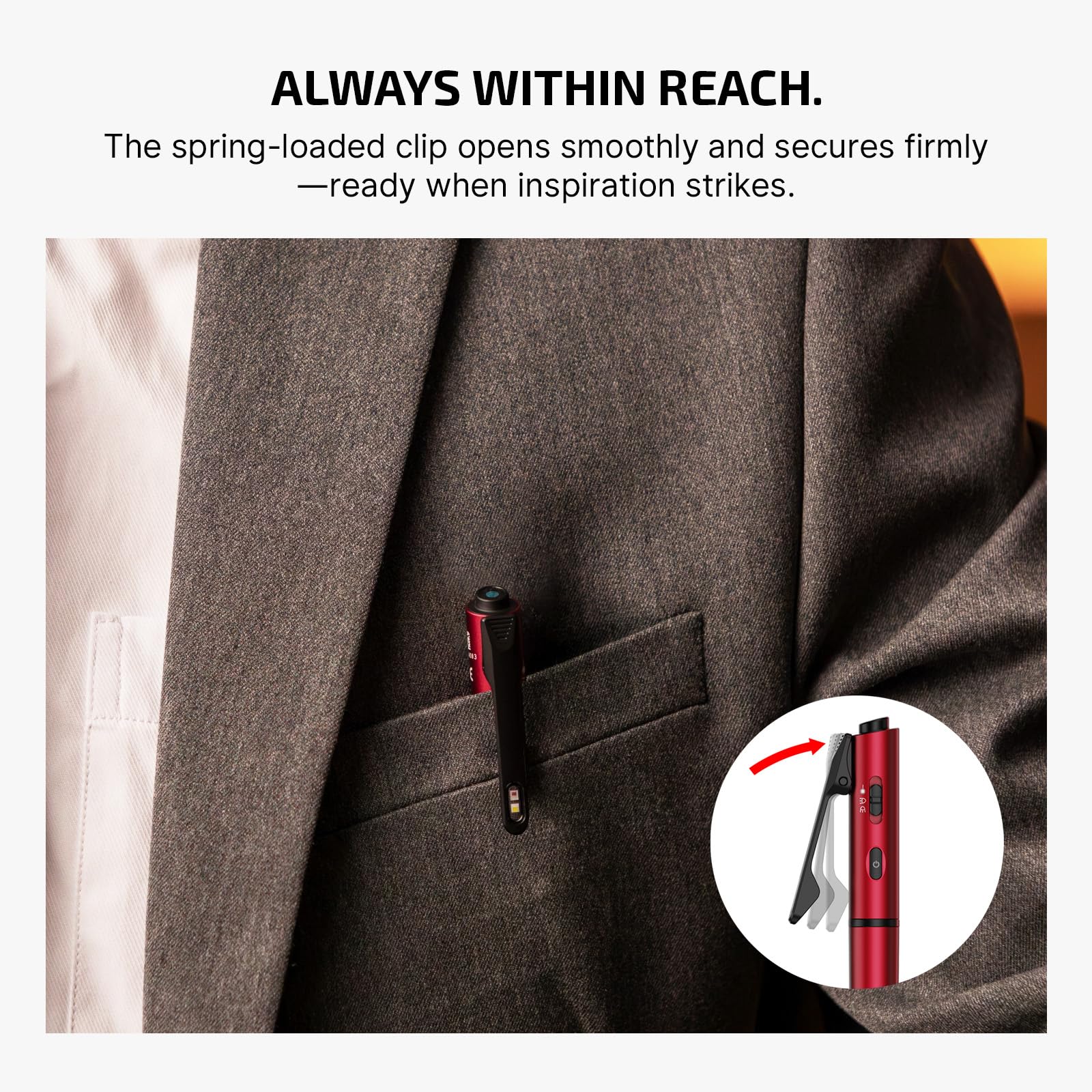 OLIGHT O'Pen 3 recessed grip offers comfortable, secure handling