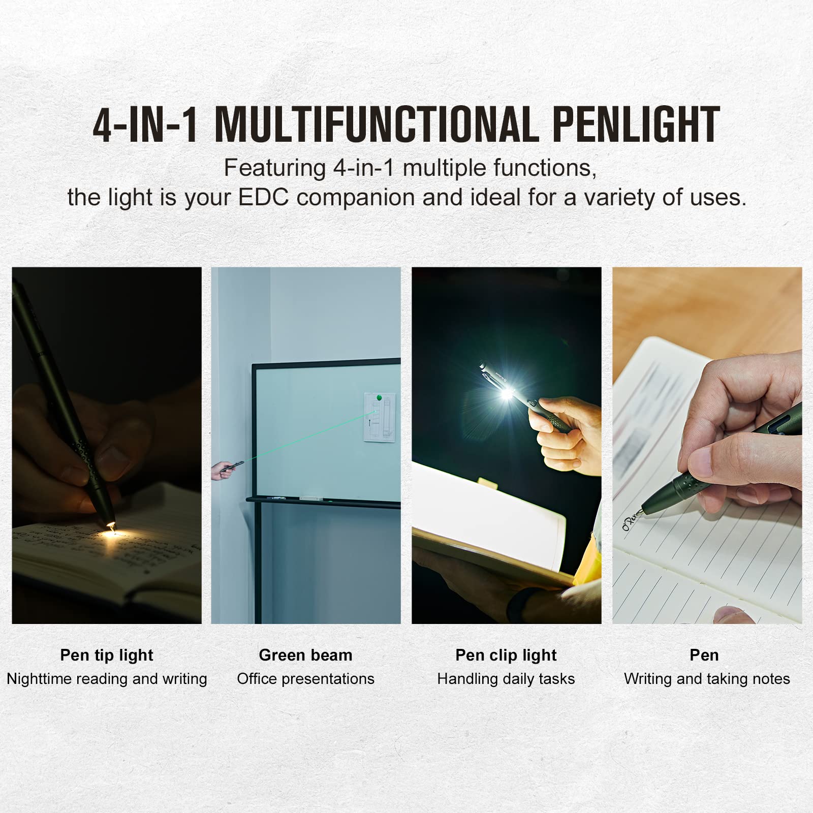 OLIGHT O'Pen Glow side view highlighting compact grip for all-day comfort.