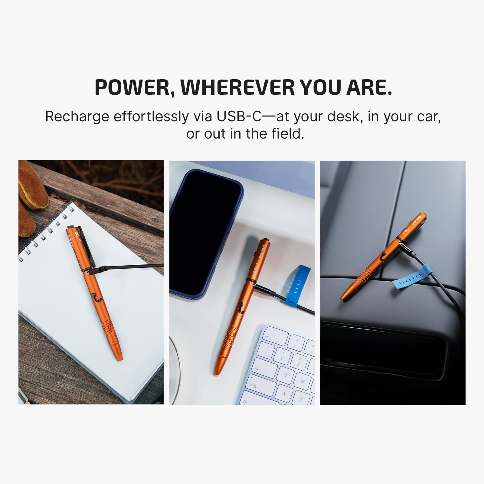 OLIGHT O'Pen 3 pen tip light aiding dark writing.