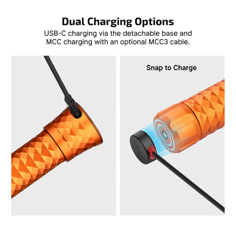 OLIGHT Prowess MCC3 magnetic tail cap compatibility for flexible charging.