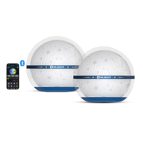 OLIGHT Sphere C 2-Pack on a shelf emits a soft ambient glow for rooms
