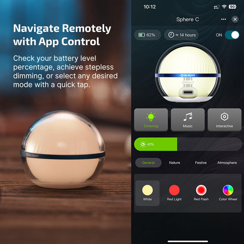 Sphere C as a bedside lamp on a nightstand
