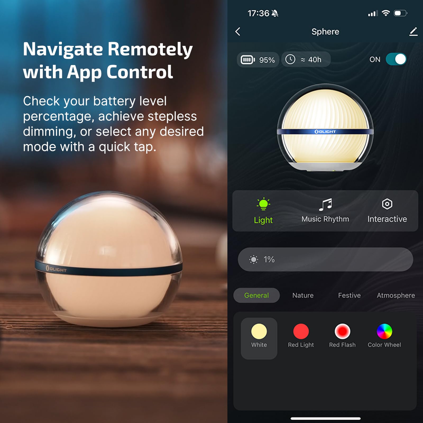 OLIGHT Sphere compact desk lamp for nightstands