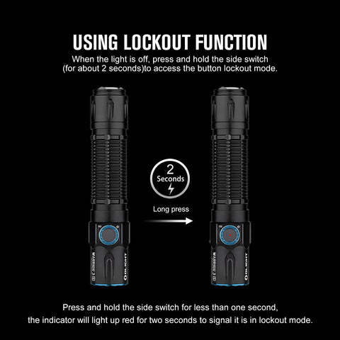 OLIGHT Warrior 3S beam comparison highlights focused beam and range.