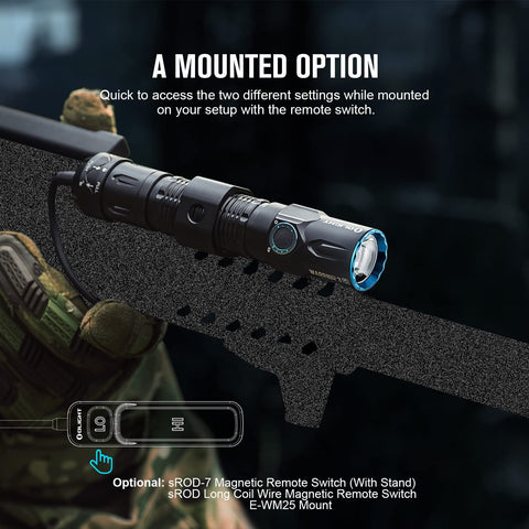 OLIGHT Warrior 3S proximity sensor automatically adjusts brightness to protect nearby objects.