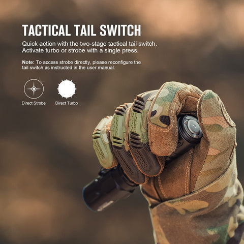 OLIGHT Warrior 3S TIR lens focuses the beam for long-range visibility.