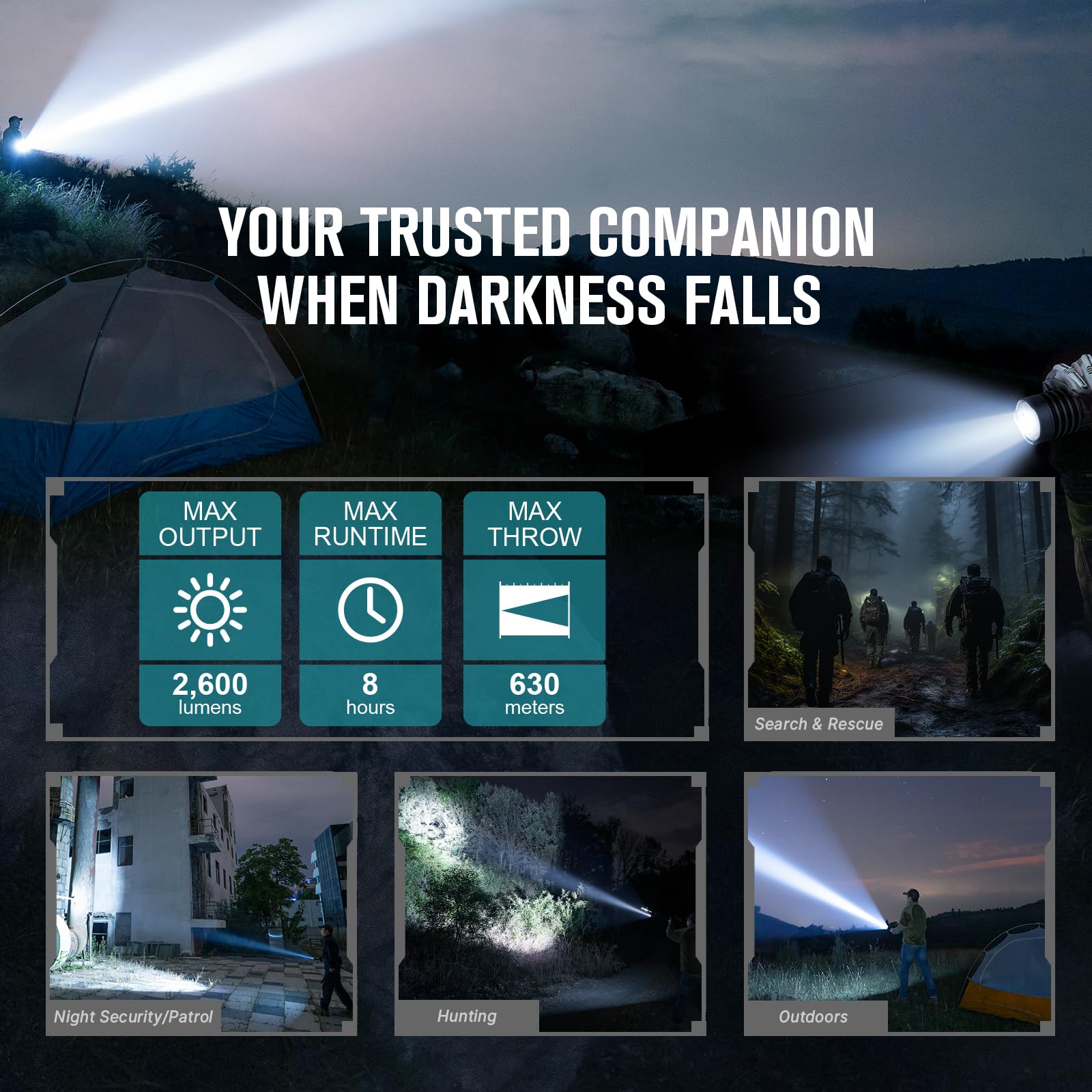 OLIGHT Warrior X 4 beam distance up to 630 m enables distance illumination