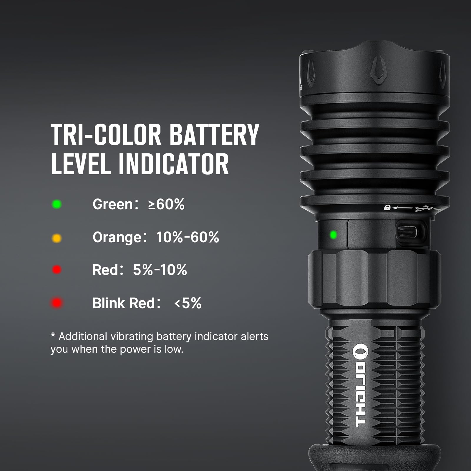 OLIGHT Warrior X 4 hidden Type-C port supports convenient charging anywhere