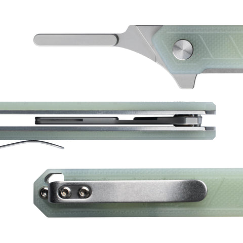 OLITANS G046 Mecha Mini features a G10 non-slip handle for precise control.