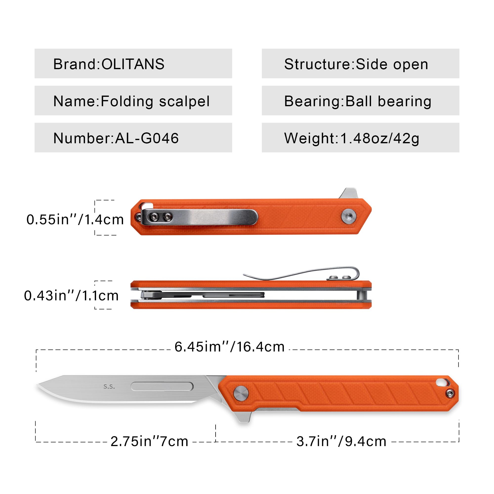 G10 ergonomic handle on OLITANS G046 for a comfortable grip