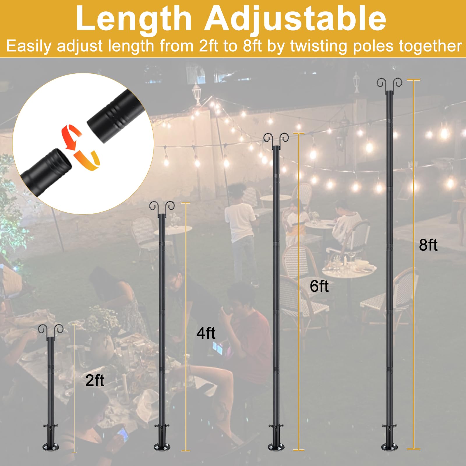 Oliynedy 1-5in diameter pole provides strong, stable outdoor support.