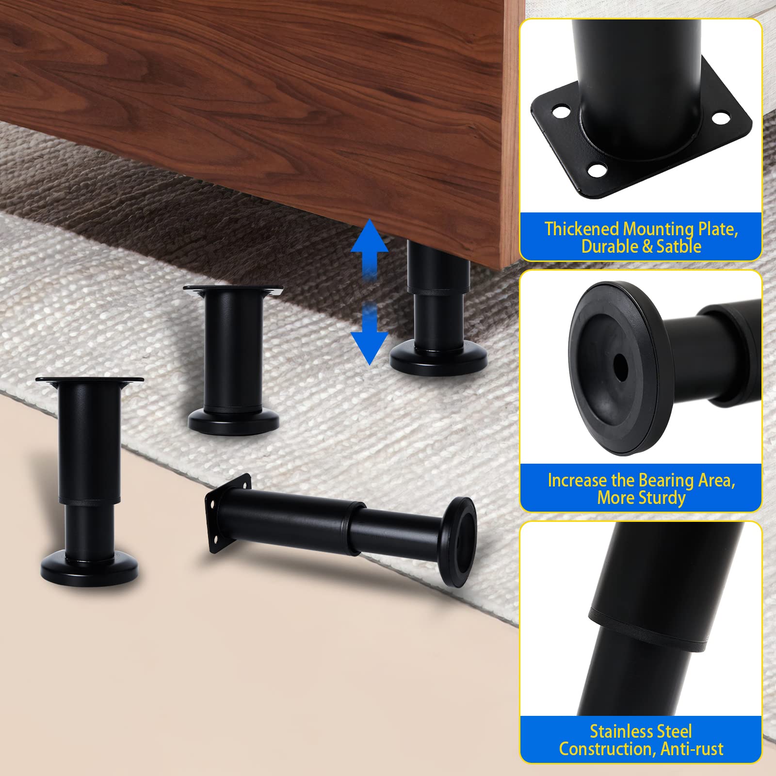 Olldag DIY furniture legs suitable for bed, cabinet, table, and sofa upgrades.