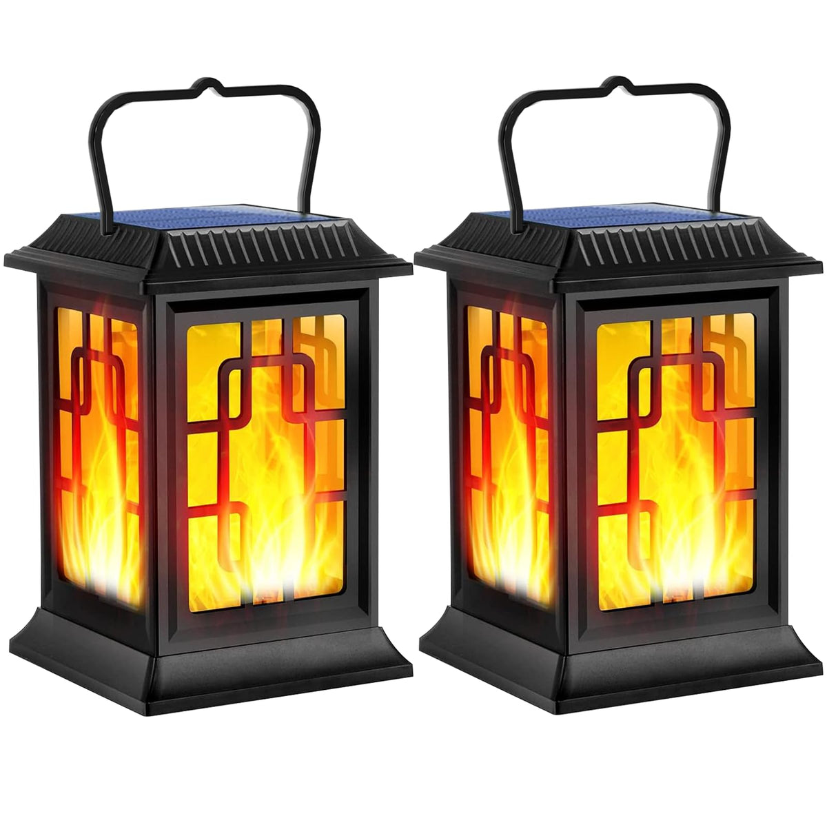 Ollivage solar lantern dancing flame for outdoor ambience and easy hanging.