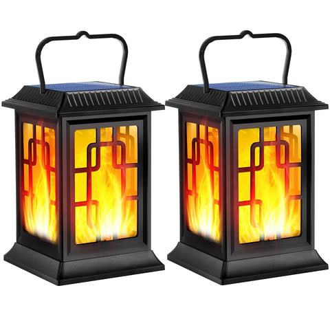 Ollivage solar lantern dancing flame for outdoor ambience and easy hanging.