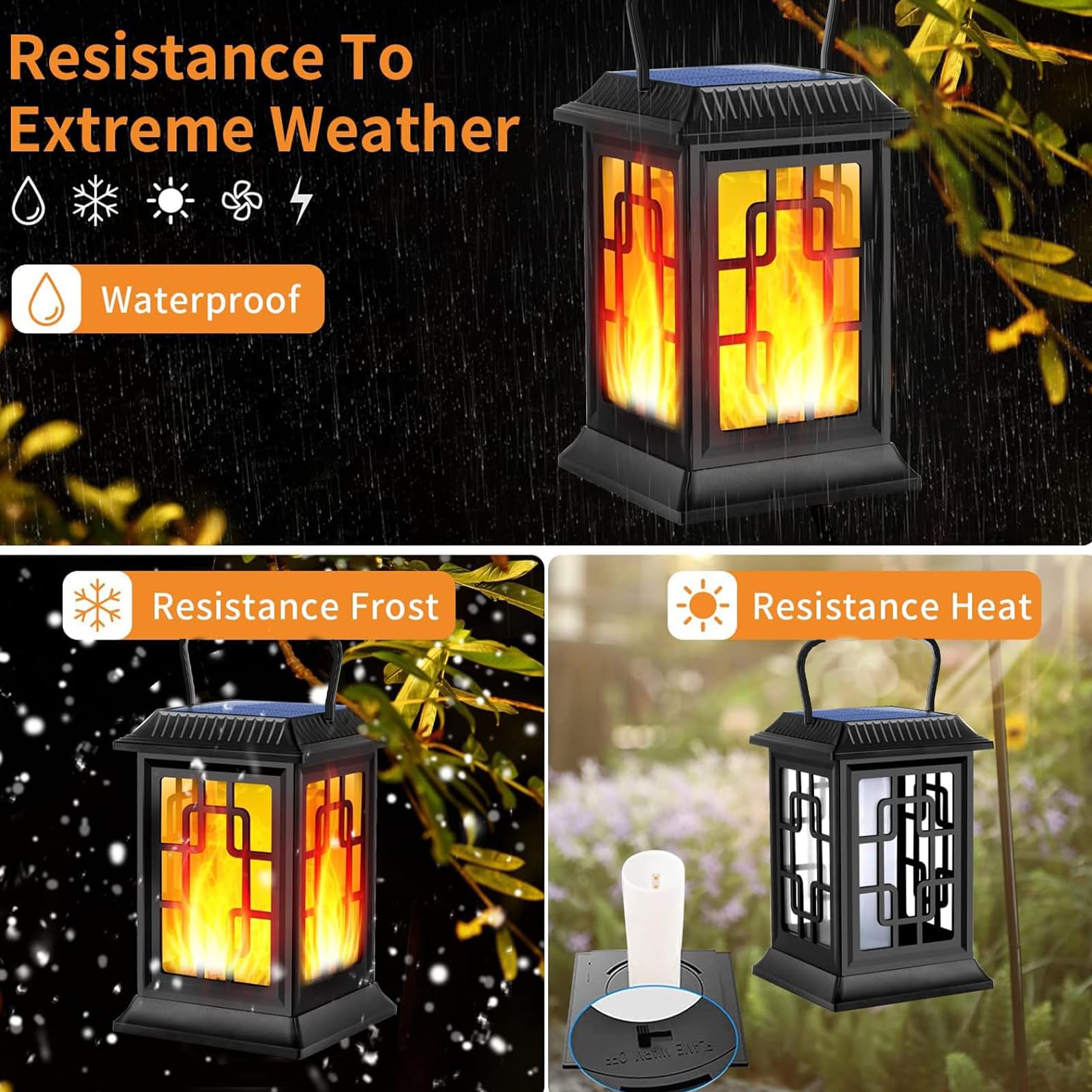 Ollivage solar lantern energy-saving wireless operation for easy outdoor lighting.