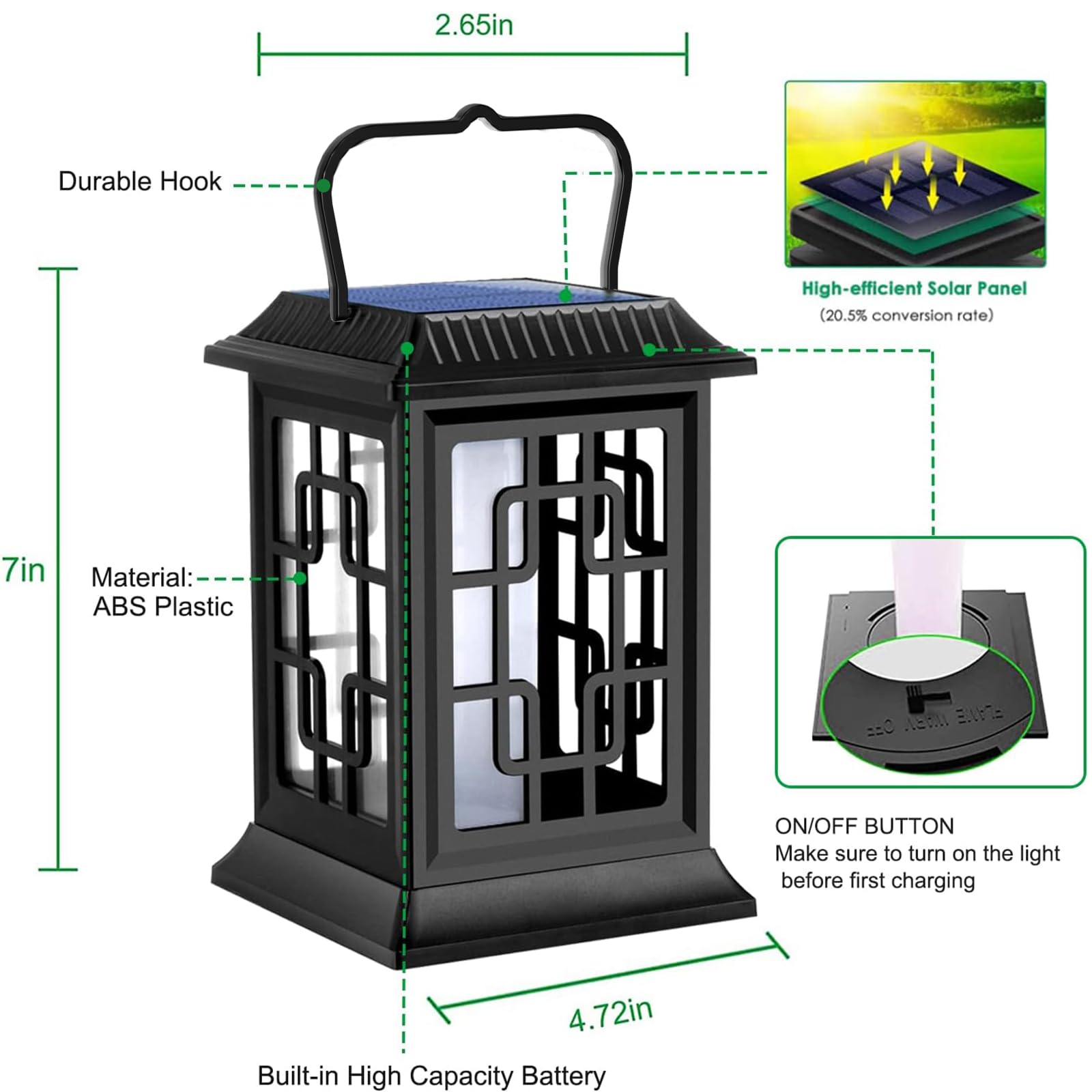Ollivage solar lantern hanging amber glow for garden pathways and patios.