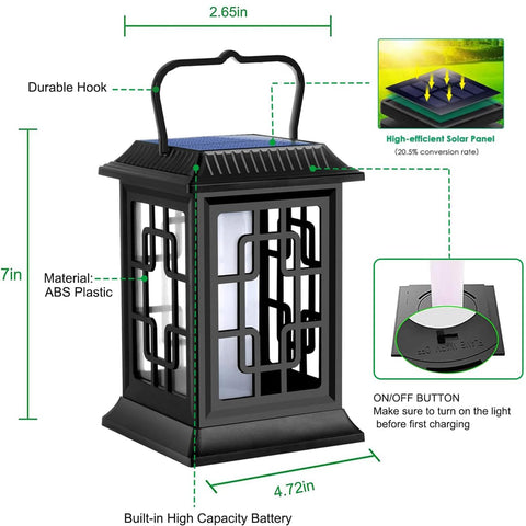 Ollivage solar lantern hanging amber glow for garden pathways and patios.