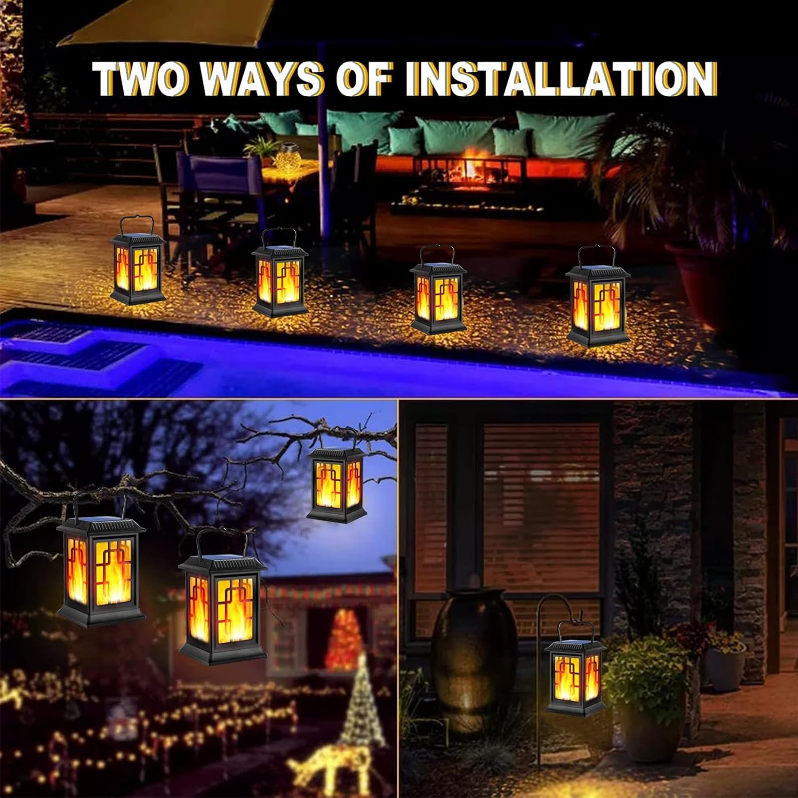 Ollivage solar lantern ideal for patios, pathways, decks, and yards.