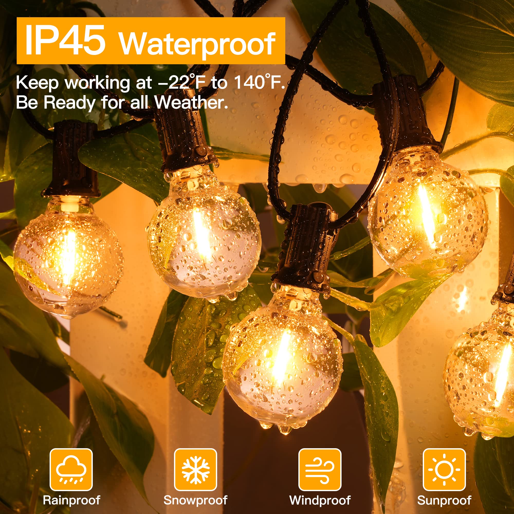 Ollny 25 Edison bulbs illuminate outdoor spaces with durable, shatterproof safety.