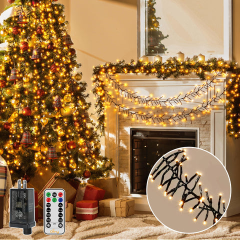 Ollny cluster Christmas lights 1000LED on tree for bright holiday illumination